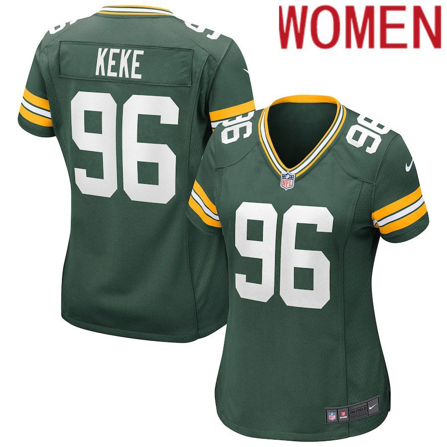Women Green Bay Packers 96 Kingsley Keke Nike Green Game NFL Jersey
